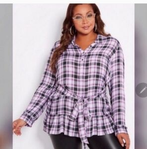 Ashley stewart ruffle plaid tie waist tunic 20bundle to Save